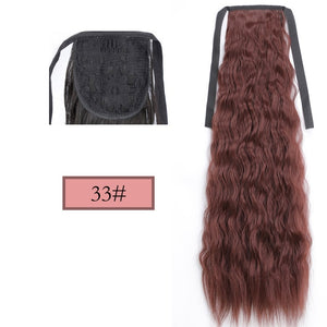 WERD Corn Wavy Long Ponytail Synthetic Wigs For Black Hairpiece Wrap On Clip Hair Extensions Ombre Brown Pony Tail Blonde Hair