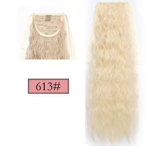 WERD Corn Wavy Long Ponytail Synthetic Wigs For Black Hairpiece Wrap On Clip Hair Extensions Ombre Brown Pony Tail Blonde Hair