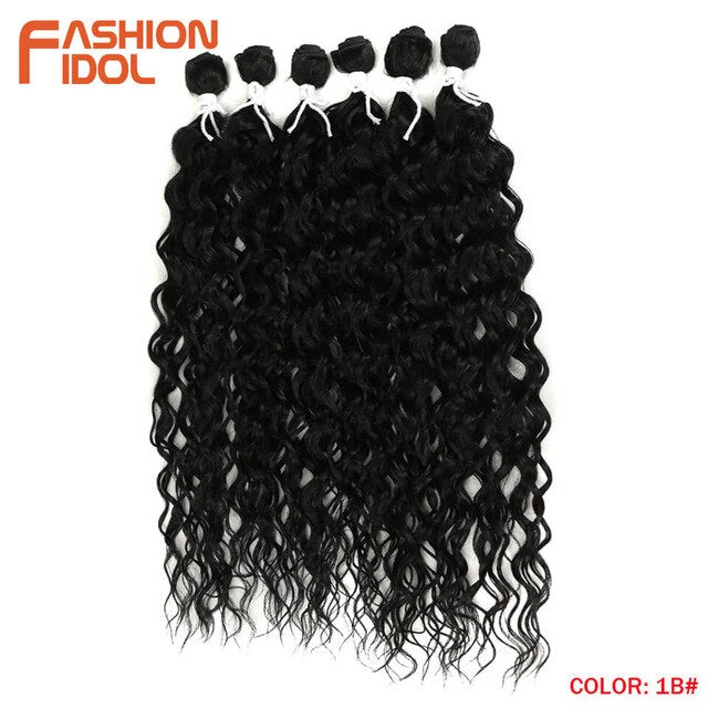 FASHION IDOL Afro Kinky Curly Hair Bundles Synthetic Hair Extensions 24-28inch 6Pcs/Lot Ombre Blonde Hair Weaves For Black Women