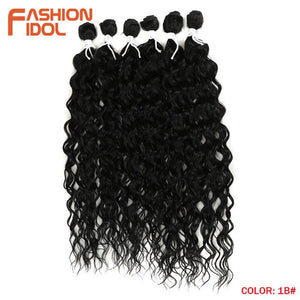 FASHION IDOL Afro Kinky Curly Hair Bundles Synthetic Hair Extensions 24-28inch 6Pcs/Lot Ombre Blonde Hair Weaves For Black Women