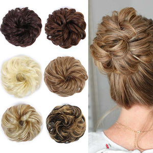 DIANQI Women's Thick 1PCS Hair Scrunchies Made of Hair Curly Wavy Updo Hair Bun Extensions Messy Hairpieces