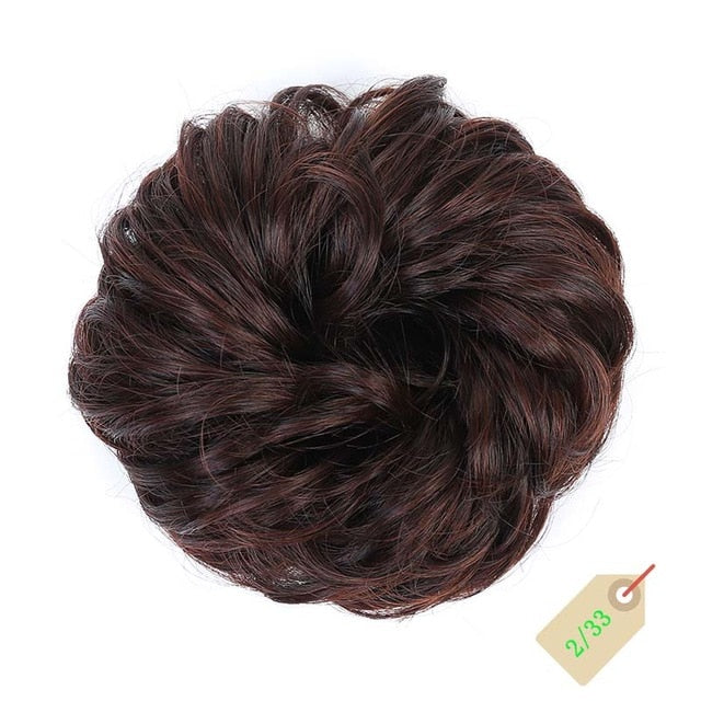 DIANQI Women's Thick 1PCS Hair Scrunchies Made of Hair Curly Wavy Updo Hair Bun Extensions Messy Hairpieces