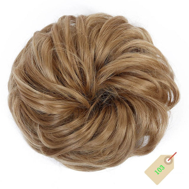 DIANQI Women's Thick 1PCS Hair Scrunchies Made of Hair Curly Wavy Updo Hair Bun Extensions Messy Hairpieces
