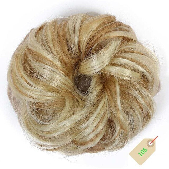 DIANQI Women's Thick 1PCS Hair Scrunchies Made of Hair Curly Wavy Updo Hair Bun Extensions Messy Hairpieces