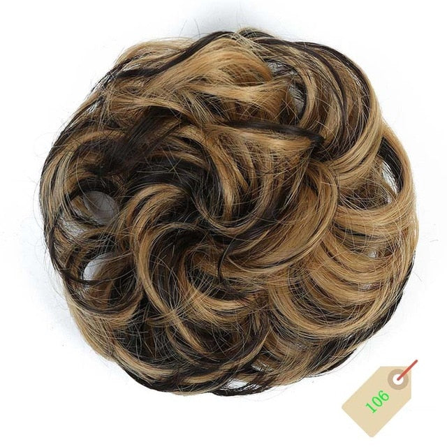 DIANQI Women's Thick 1PCS Hair Scrunchies Made of Hair Curly Wavy Updo Hair Bun Extensions Messy Hairpieces