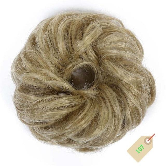 DIANQI Women's Thick 1PCS Hair Scrunchies Made of Hair Curly Wavy Updo Hair Bun Extensions Messy Hairpieces