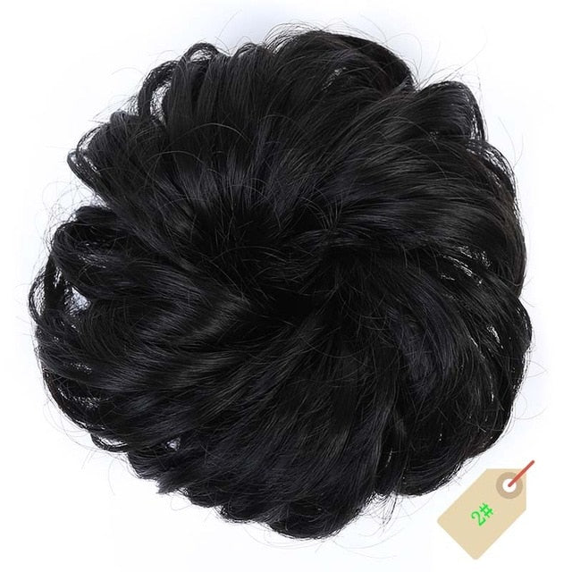 DIANQI Women's Thick 1PCS Hair Scrunchies Made of Hair Curly Wavy Updo Hair Bun Extensions Messy Hairpieces