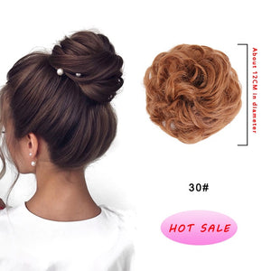 DIANQI Women's Thick 1PCS Hair Scrunchies Made of Hair Curly Wavy Updo Hair Bun Extensions Messy Hairpieces