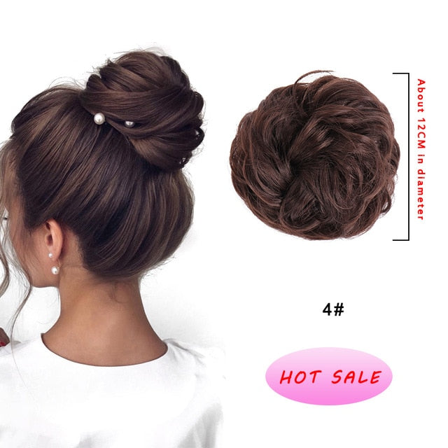 DIANQI Women's Thick 1PCS Hair Scrunchies Made of Hair Curly Wavy Updo Hair Bun Extensions Messy Hairpieces