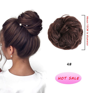 DIANQI Women's Thick 1PCS Hair Scrunchies Made of Hair Curly Wavy Updo Hair Bun Extensions Messy Hairpieces