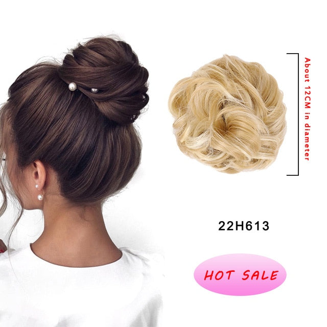 DIANQI Women's Thick 1PCS Hair Scrunchies Made of Hair Curly Wavy Updo Hair Bun Extensions Messy Hairpieces