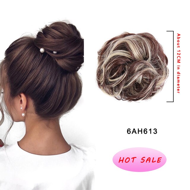 DIANQI Women's Thick 1PCS Hair Scrunchies Made of Hair Curly Wavy Updo Hair Bun Extensions Messy Hairpieces