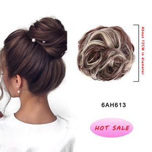DIANQI Women's Thick 1PCS Hair Scrunchies Made of Hair Curly Wavy Updo Hair Bun Extensions Messy Hairpieces