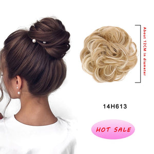 DIANQI Women's Thick 1PCS Hair Scrunchies Made of Hair Curly Wavy Updo Hair Bun Extensions Messy Hairpieces