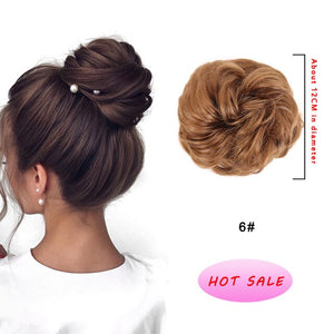 DIANQI Women's Thick 1PCS Hair Scrunchies Made of Hair Curly Wavy Updo Hair Bun Extensions Messy Hairpieces