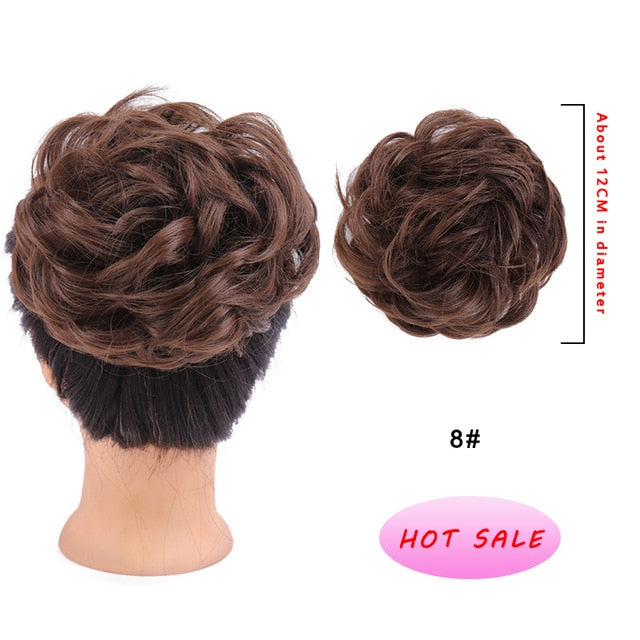 DIANQI Women's Thick 1PCS Hair Scrunchies Made of Hair Curly Wavy Updo Hair Bun Extensions Messy Hairpieces