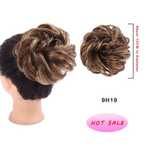 DIANQI Women's Thick 1PCS Hair Scrunchies Made of Hair Curly Wavy Updo Hair Bun Extensions Messy Hairpieces