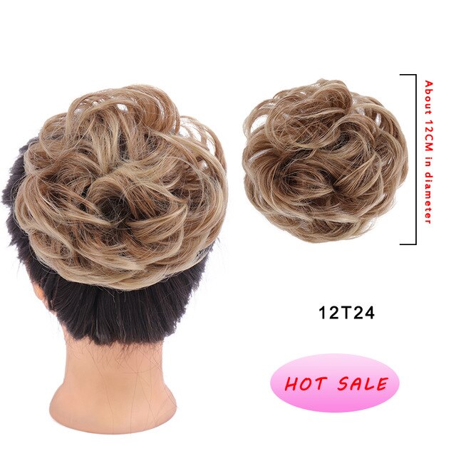 DIANQI Women's Thick 1PCS Hair Scrunchies Made of Hair Curly Wavy Updo Hair Bun Extensions Messy Hairpieces