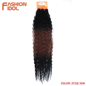 FASHION IDOL Loose Deep Wave Hair Bundles 28-32Inch Ombre Brown Red Super Long Hair Synthetic Weaves Curly Wave Hair Extensions
