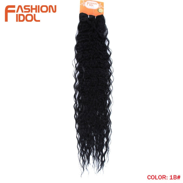 FASHION IDOL Loose Deep Wave Hair Bundles 28-32Inch Ombre Brown Red Super Long Hair Synthetic Weaves Curly Wave Hair Extensions