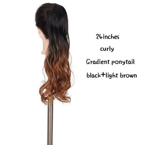 SHANGKE 24''Long Straight Drawstring Ponytail Clip In Synthetic Hair Extension Extensions Wrap on Hair Temperature Fiber