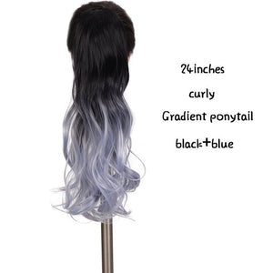 SHANGKE 24''Long Straight Drawstring Ponytail Clip In Synthetic Hair Extension Extensions Wrap on Hair Temperature Fiber
