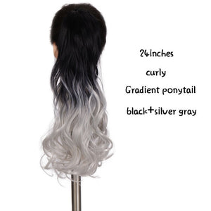 SHANGKE 24''Long Straight Drawstring Ponytail Clip In Synthetic Hair Extension Extensions Wrap on Hair Temperature Fiber