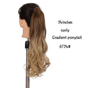 SHANGKE 24''Long Straight Drawstring Ponytail Clip In Synthetic Hair Extension Extensions Wrap on Hair Temperature Fiber