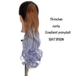 SHANGKE 24''Long Straight Drawstring Ponytail Clip In Synthetic Hair Extension Extensions Wrap on Hair Temperature Fiber