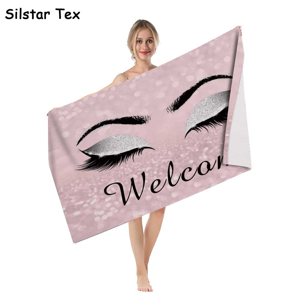 Silstar Tex Glamour Eyelashes Tower Bath Women For Hotel Traveling Yoga Shower Towels Beach Summer Seaside  Beauty Blankets