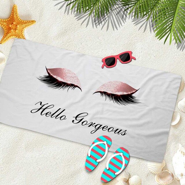 Silstar Tex Glamour Eyelashes Tower Bath Women For Hotel Traveling Yoga Shower Towels Beach Summer Seaside  Beauty Blankets