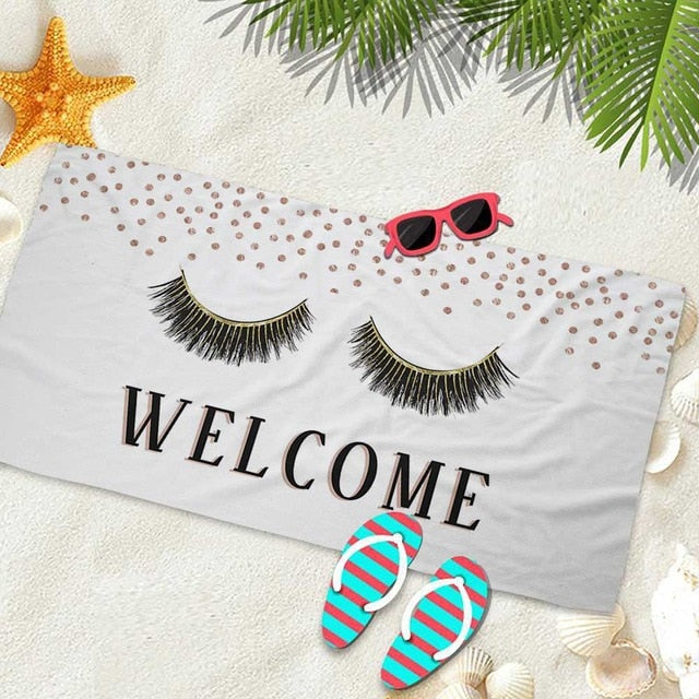 Silstar Tex Glamour Eyelashes Tower Bath Women For Hotel Traveling Yoga Shower Towels Beach Summer Seaside  Beauty Blankets