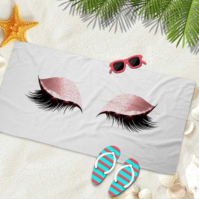 Silstar Tex Glamour Eyelashes Tower Bath Women For Hotel Traveling Yoga Shower Towels Beach Summer Seaside  Beauty Blankets