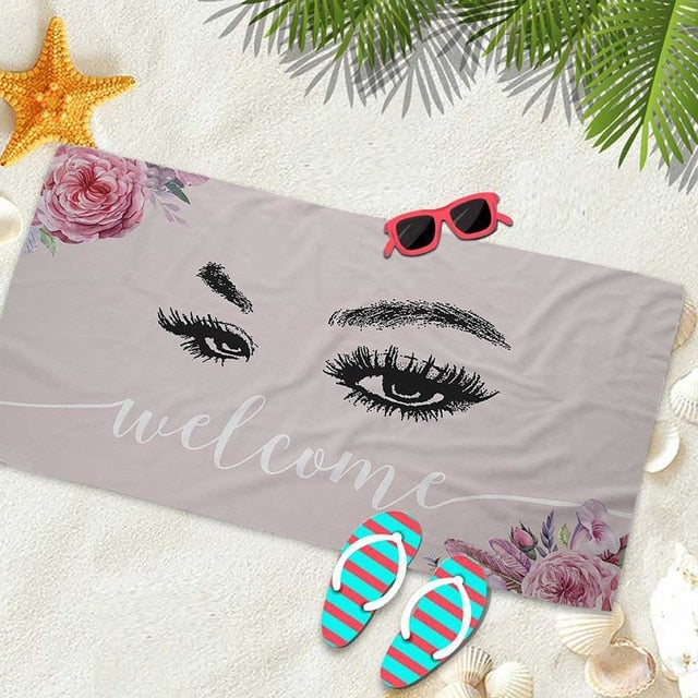 Silstar Tex Glamour Eyelashes Tower Bath Women For Hotel Traveling Yoga Shower Towels Beach Summer Seaside  Beauty Blankets