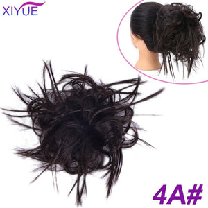 XIYUE Natural curly Messy Bun Tousled Hairpiece Elastic Bands Fake Hair Band Donut Wrap Ponytai Chignon Hair Extension for Women