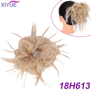 XIYUE Natural curly Messy Bun Tousled Hairpiece Elastic Bands Fake Hair Band Donut Wrap Ponytai Chignon Hair Extension for Women