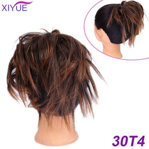 XIYUE Natural curly Messy Bun Tousled Hairpiece Elastic Bands Fake Hair Band Donut Wrap Ponytai Chignon Hair Extension for Women
