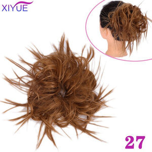 XIYUE Natural curly Messy Bun Tousled Hairpiece Elastic Bands Fake Hair Band Donut Wrap Ponytai Chignon Hair Extension for Women