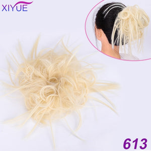 XIYUE Natural curly Messy Bun Tousled Hairpiece Elastic Bands Fake Hair Band Donut Wrap Ponytai Chignon Hair Extension for Women