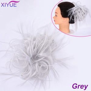 XIYUE Natural curly Messy Bun Tousled Hairpiece Elastic Bands Fake Hair Band Donut Wrap Ponytai Chignon Hair Extension for Women