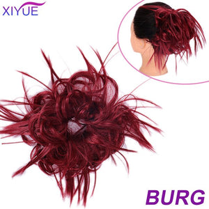 XIYUE Natural curly Messy Bun Tousled Hairpiece Elastic Bands Fake Hair Band Donut Wrap Ponytai Chignon Hair Extension for Women