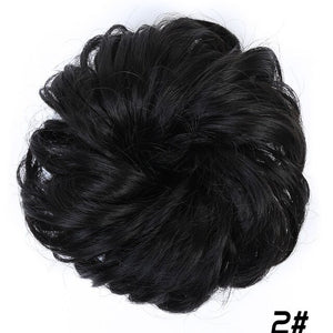 XIYUE Natural curly Messy Bun Tousled Hairpiece Elastic Bands Fake Hair Band Donut Wrap Ponytai Chignon Hair Extension for Women