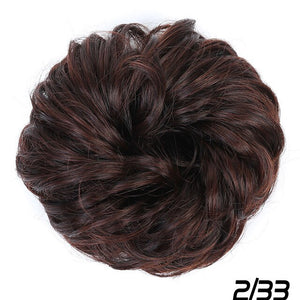XIYUE Natural curly Messy Bun Tousled Hairpiece Elastic Bands Fake Hair Band Donut Wrap Ponytai Chignon Hair Extension for Women