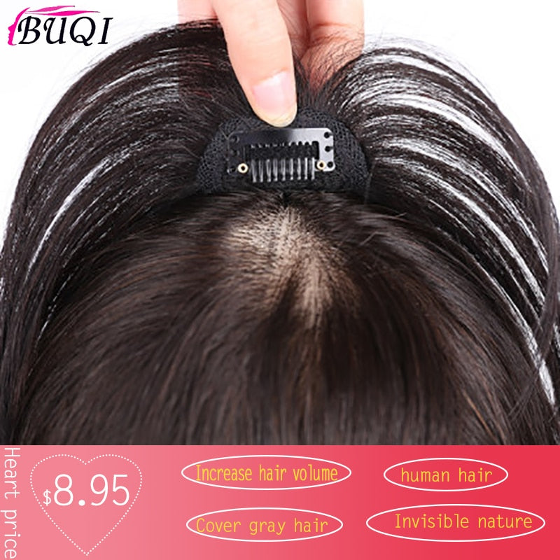 BUQI Invisibility natural of True Hair Top Cover Brown and Black Color Brazilian Remy Hair parts