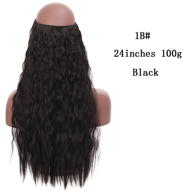 SHANGKE No Clips In Straight Hair Extensions Invisible Ombre Bayalage Synthetic Natural Hidden Secret Wire Crown Grey Pink Hair