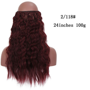 SHANGKE No Clips In Straight Hair Extensions Invisible Ombre Bayalage Synthetic Natural Hidden Secret Wire Crown Grey Pink Hair