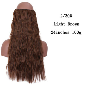SHANGKE No Clips In Straight Hair Extensions Invisible Ombre Bayalage Synthetic Natural Hidden Secret Wire Crown Grey Pink Hair