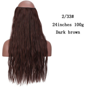 SHANGKE No Clips In Straight Hair Extensions Invisible Ombre Bayalage Synthetic Natural Hidden Secret Wire Crown Grey Pink Hair