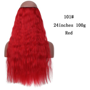 SHANGKE No Clips In Straight Hair Extensions Invisible Ombre Bayalage Synthetic Natural Hidden Secret Wire Crown Grey Pink Hair