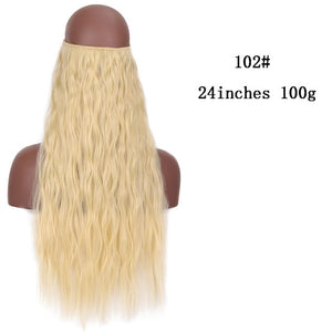 SHANGKE No Clips In Straight Hair Extensions Invisible Ombre Bayalage Synthetic Natural Hidden Secret Wire Crown Grey Pink Hair